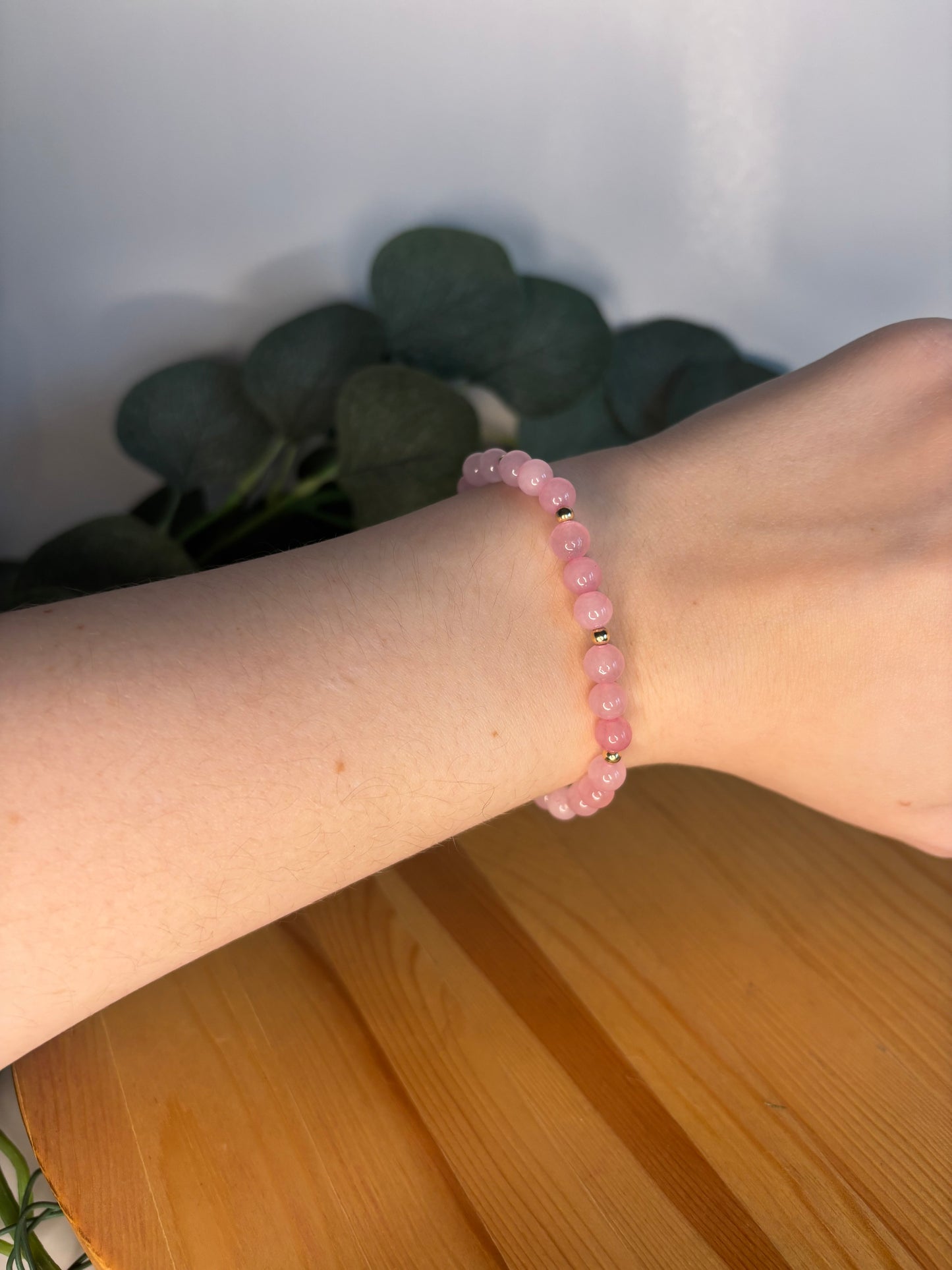 Rose Quartz & 14k Gold Bracelet - 6mm