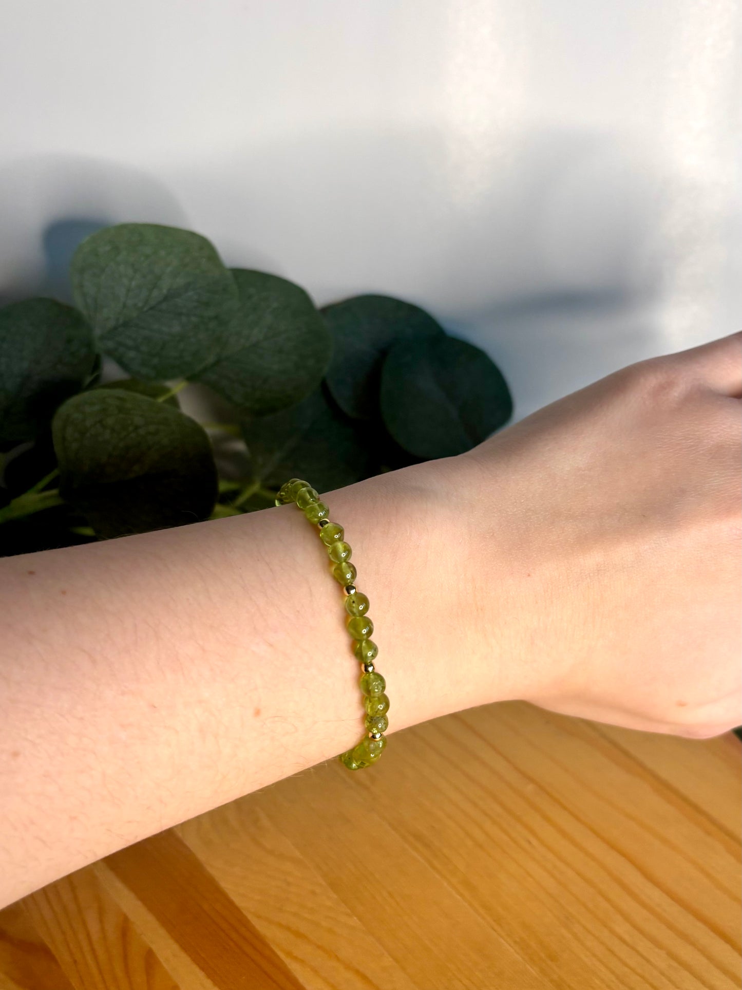 Peridot & 14k Gold Dainty Bracelet - 4mm