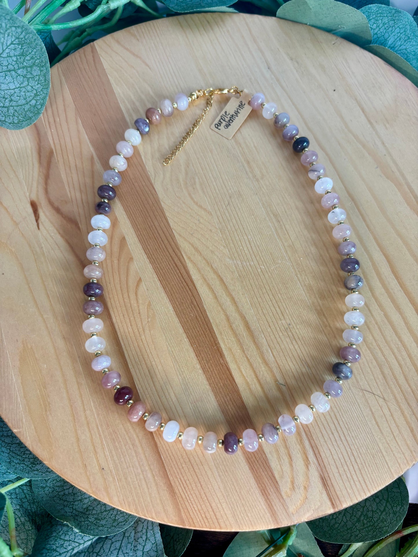 Hand Beaded Necklace - Purple Aventurine Rondelle & 14k Gold