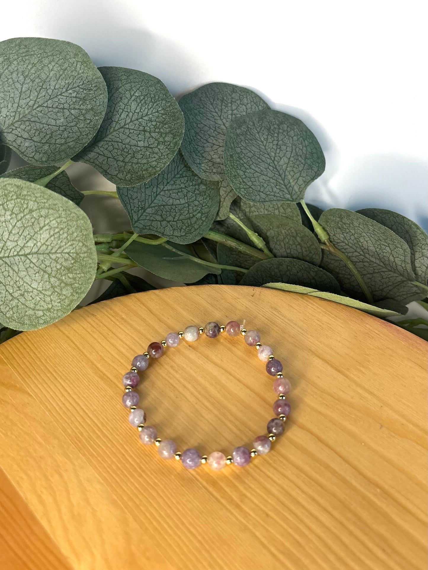 Plum Tourmaline & 14k Gold Bracelet - 6mm