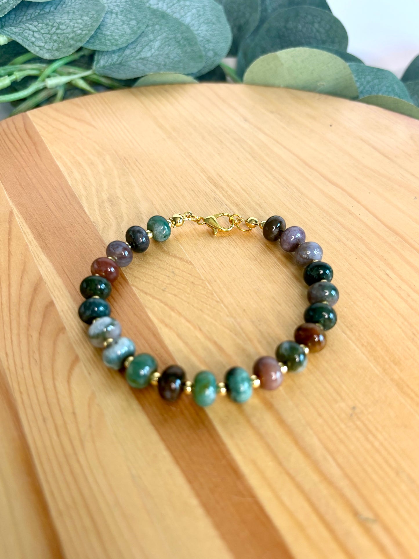 Fancy Jasper & 14k Gold Bracelet