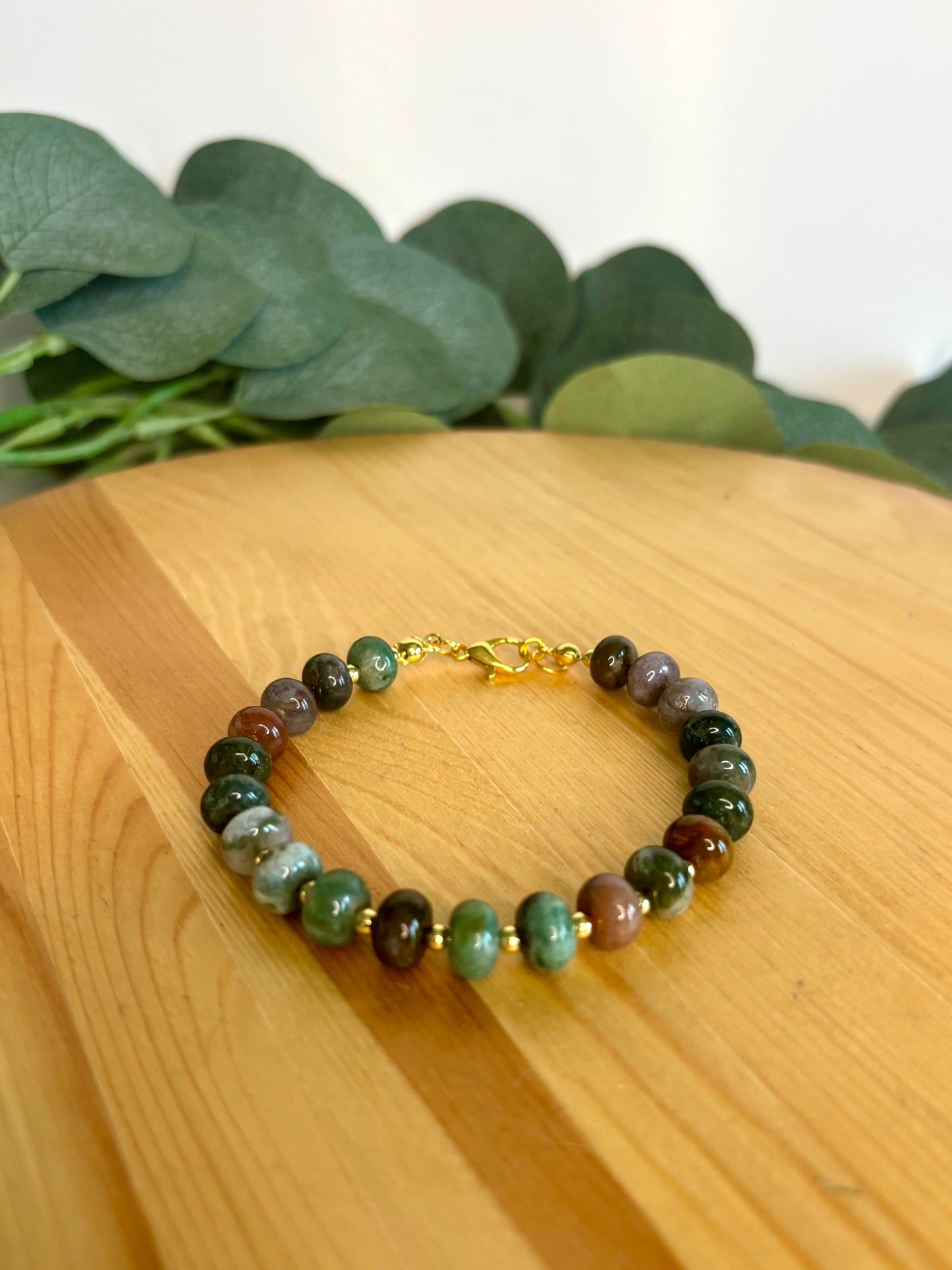 Fancy Jasper & 14k Gold Bracelet