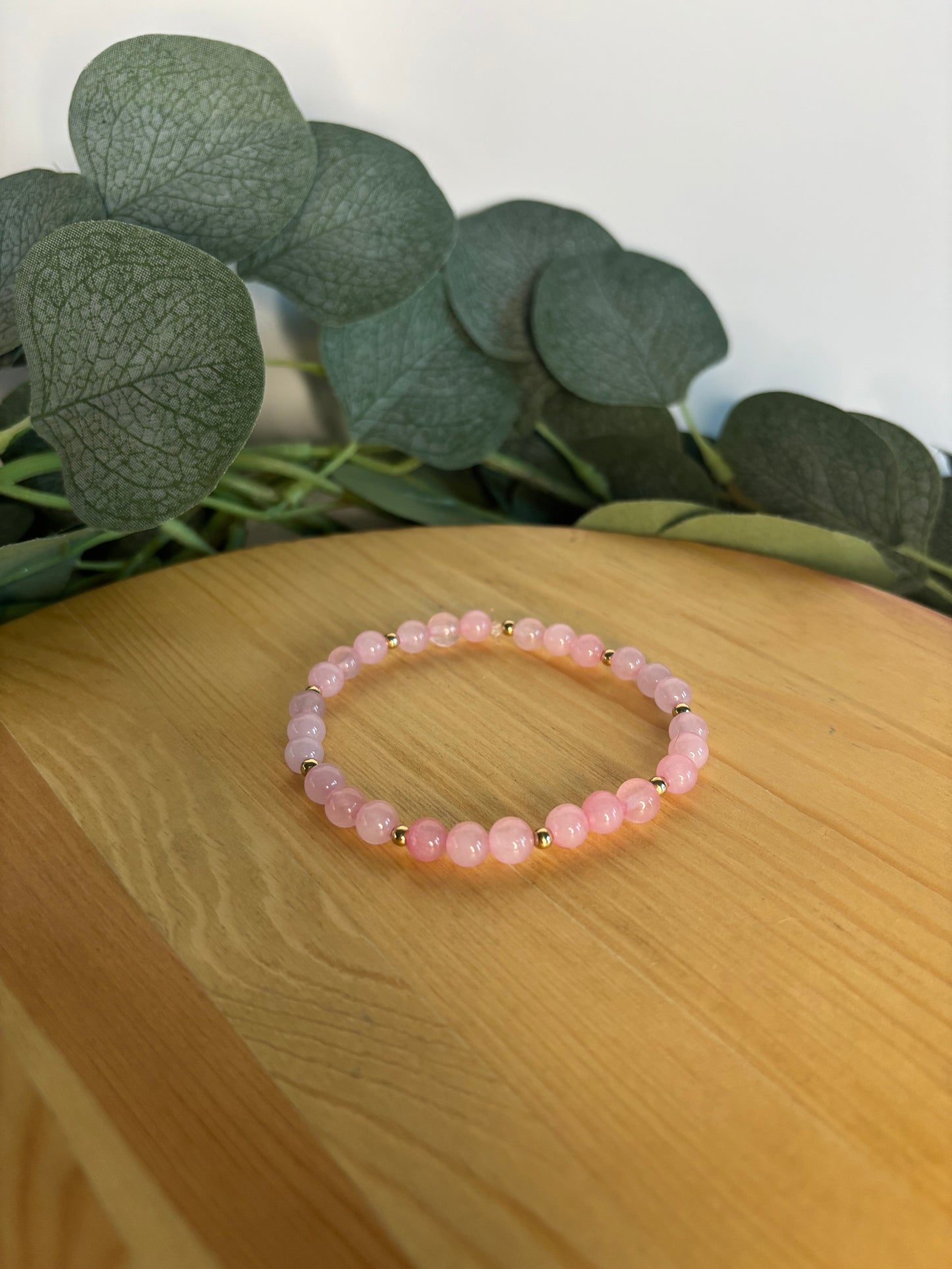 Rose Quartz & 14k Gold Bracelet - 6mm