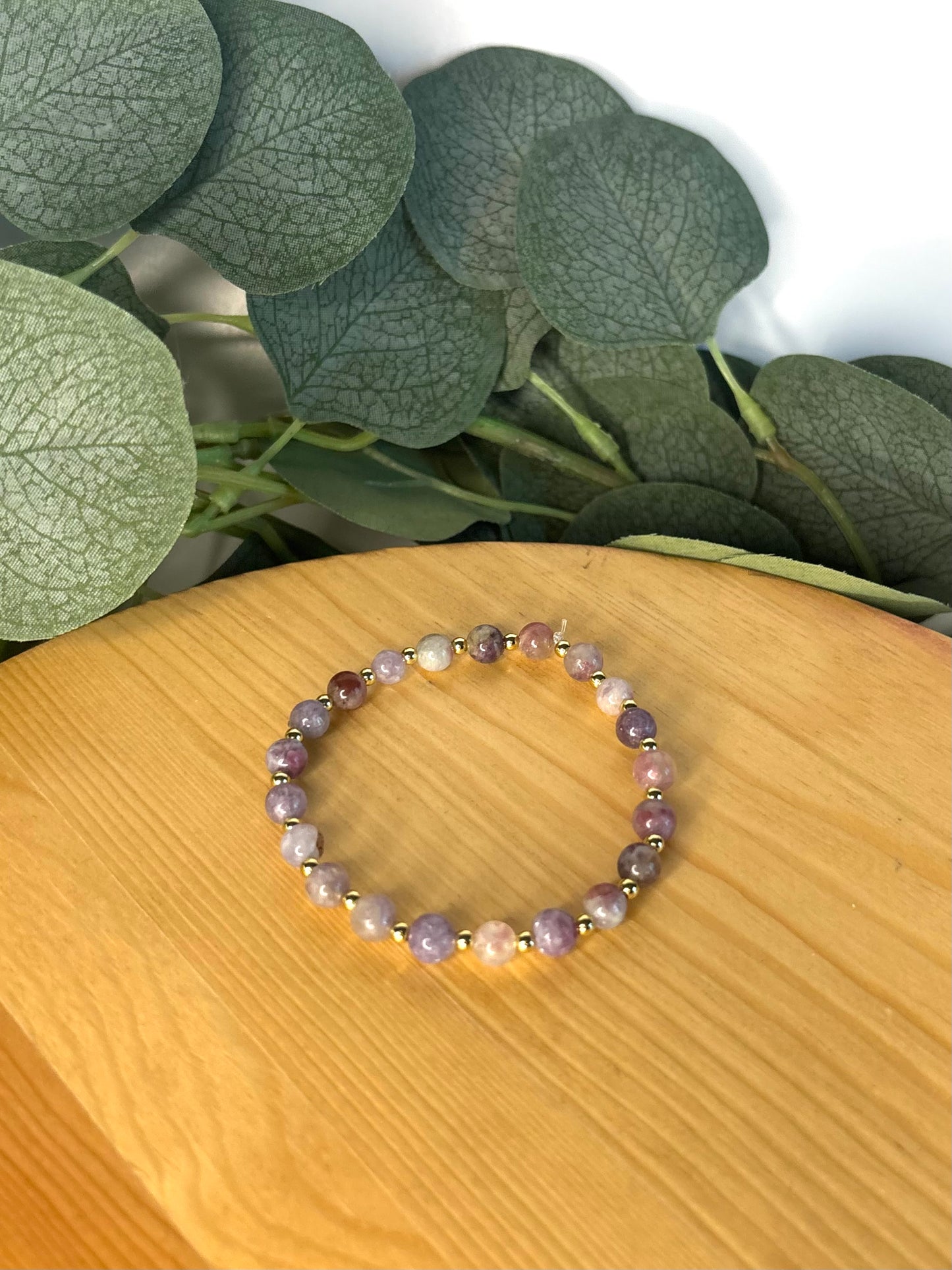 Plum Tourmaline & 14k Gold Bracelet - 6mm