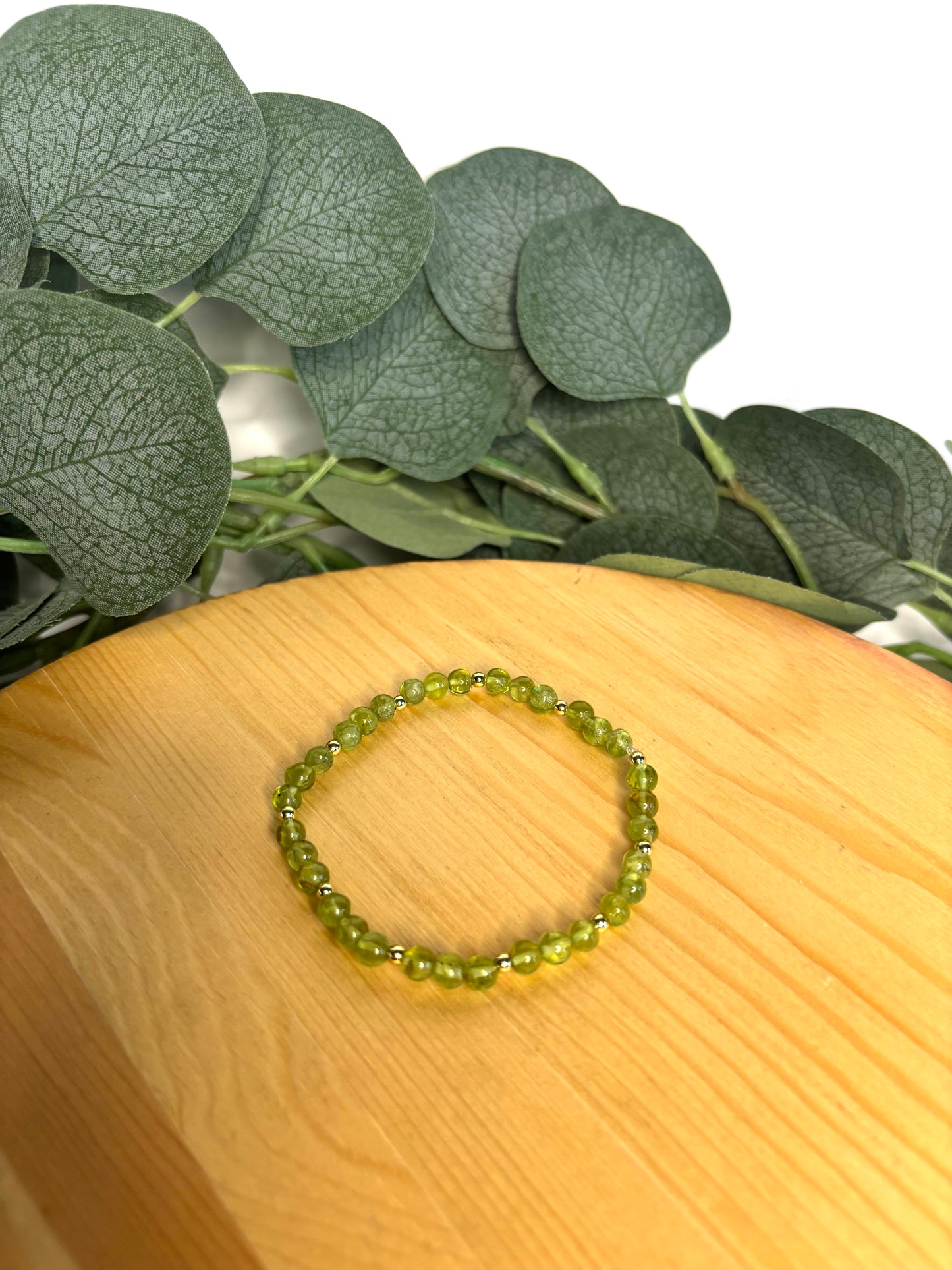 Peridot & 14k Gold Dainty Bracelet - 4mm