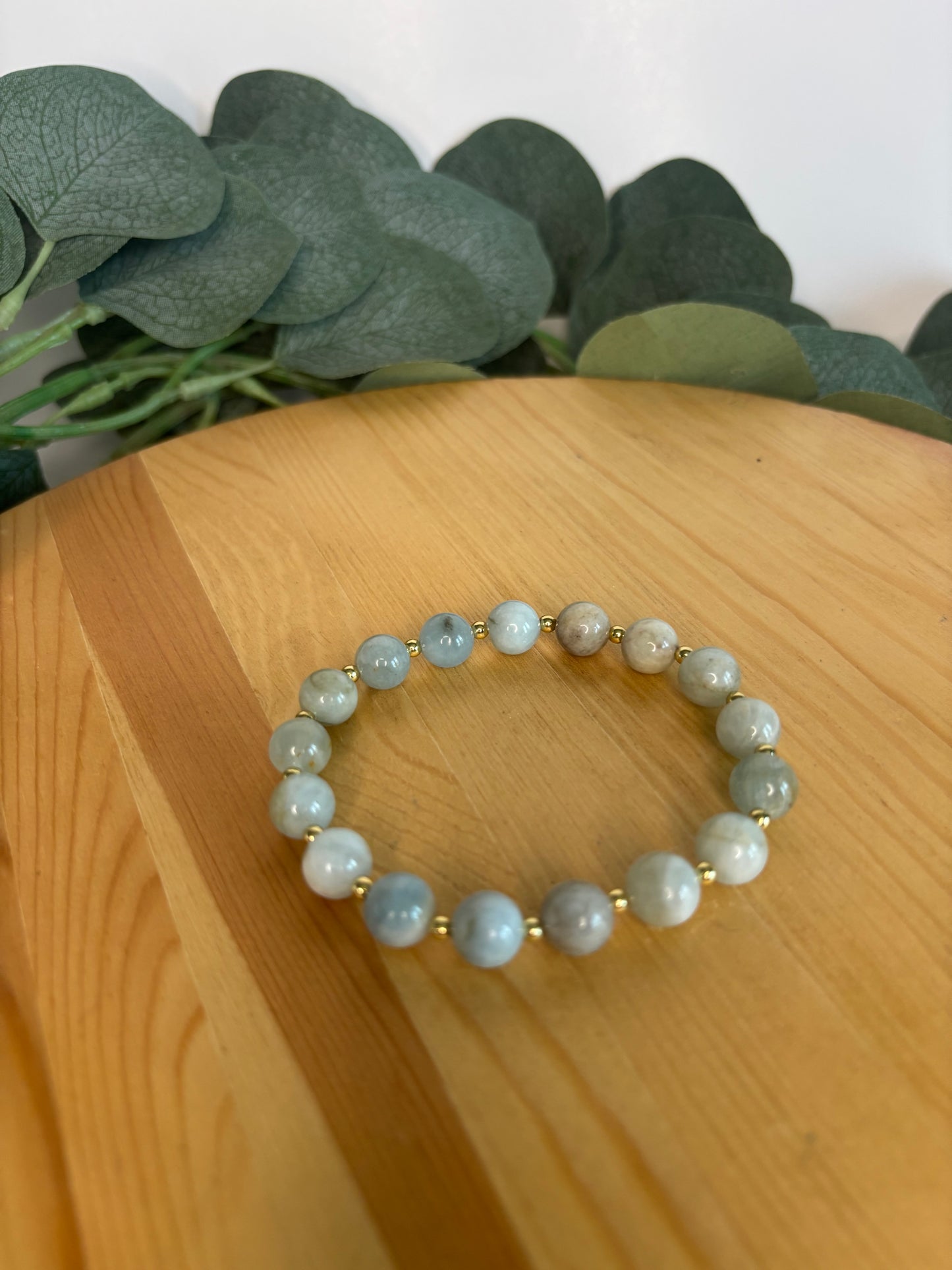 Aquamarine & Gold Bracelet - 8mm