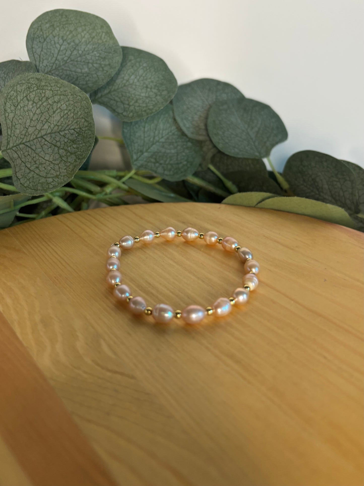 Pink Cultured Pearl & 14k Gold Bracelet
