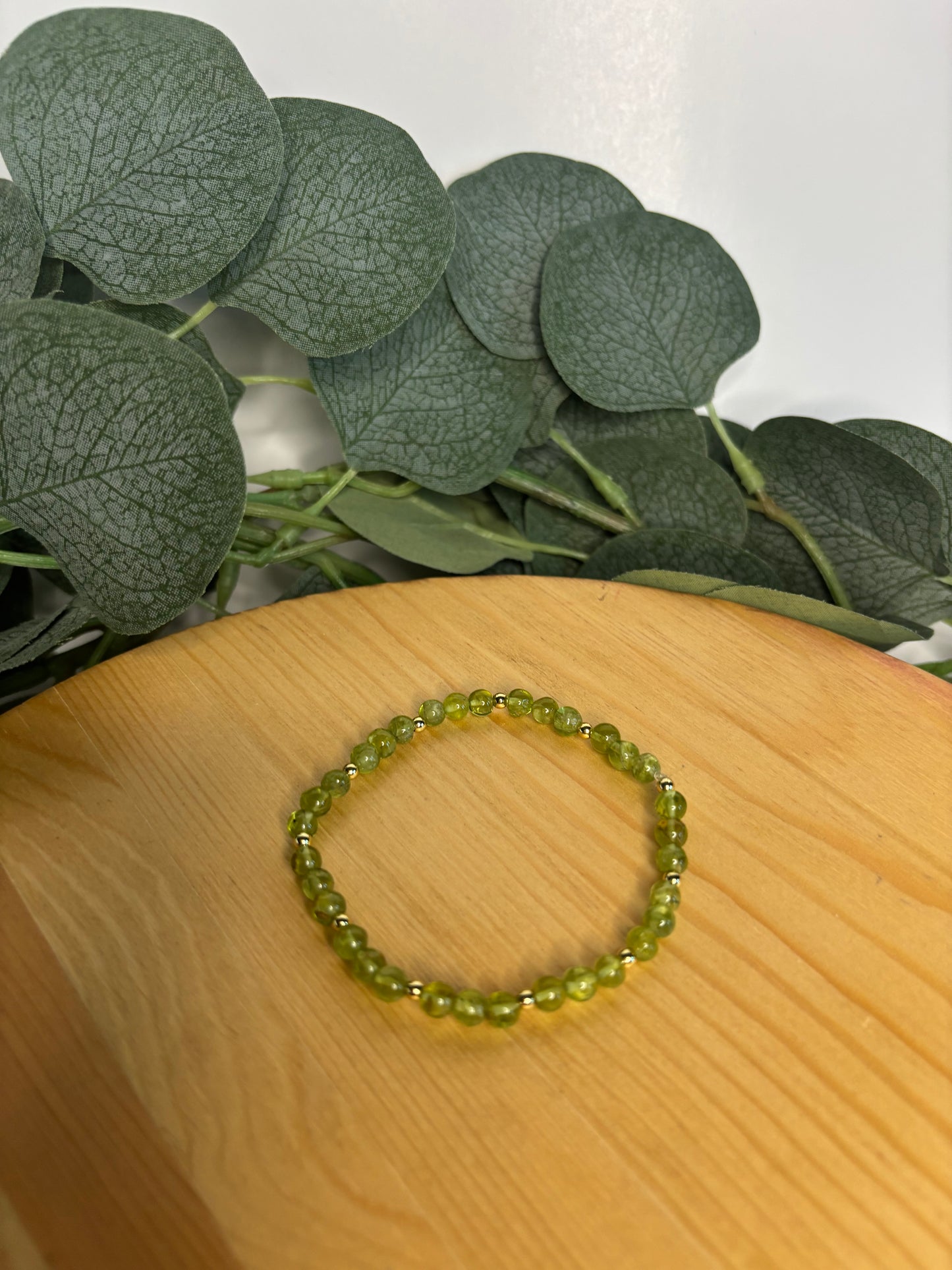 Peridot & 14k Gold Dainty Bracelet - 4mm