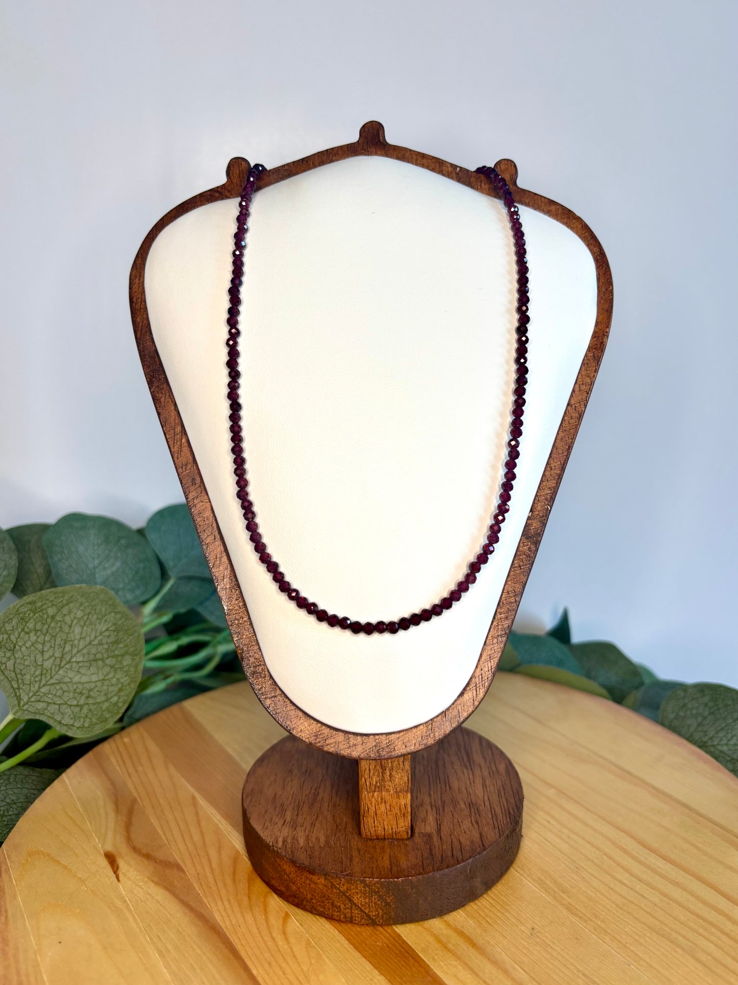 Hand Beaded Necklace - Dainty Garnet