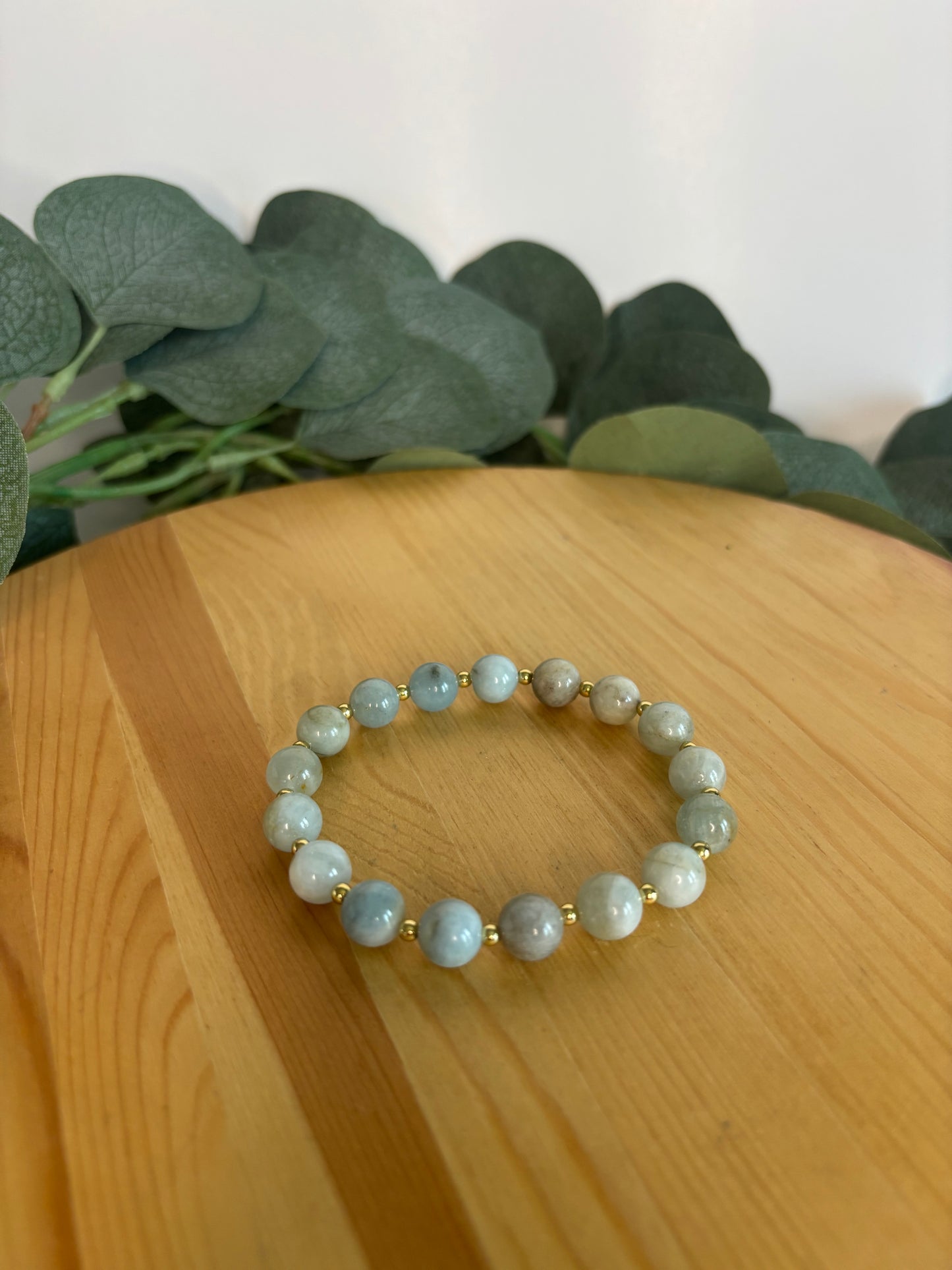 Aquamarine & Gold Bracelet - 8mm
