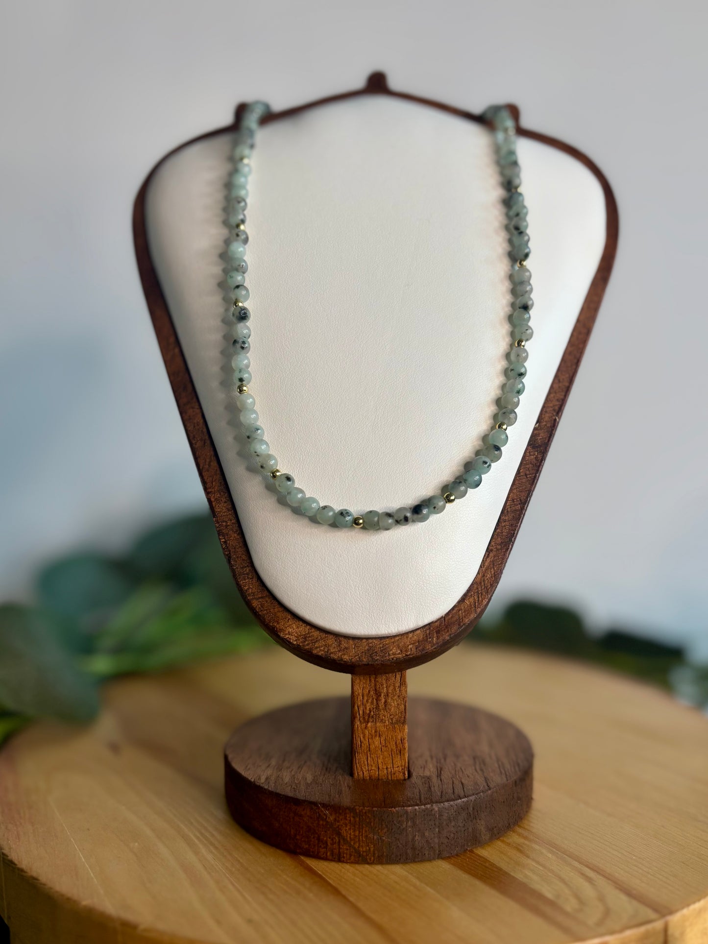 Hand Beaded Necklace - Sesame Jasper & 14k Gold