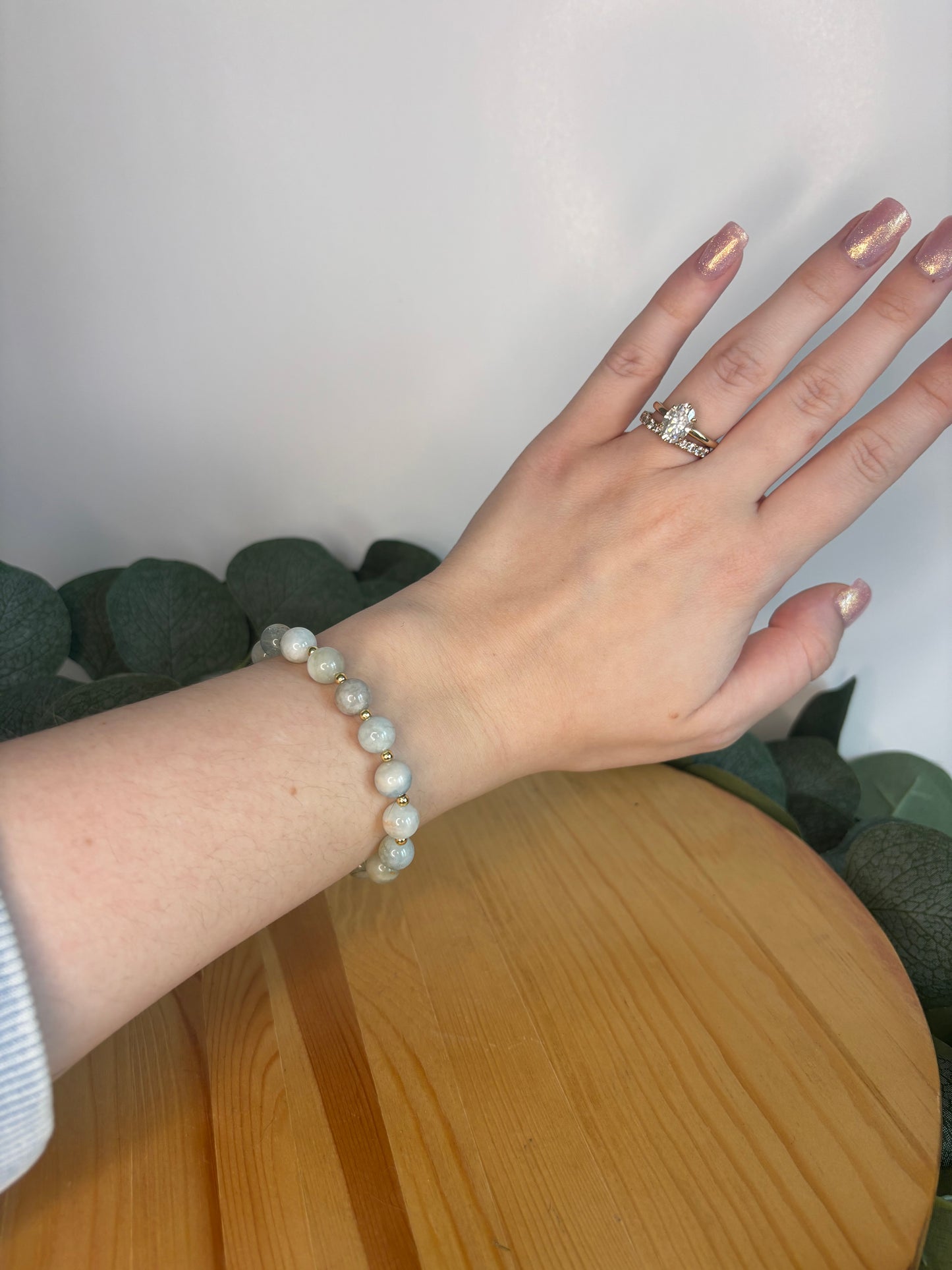 Aquamarine & Gold Bracelet - 8mm